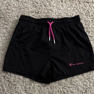 Champion Girl’s Athletic Shorts in Black with Pink Details
